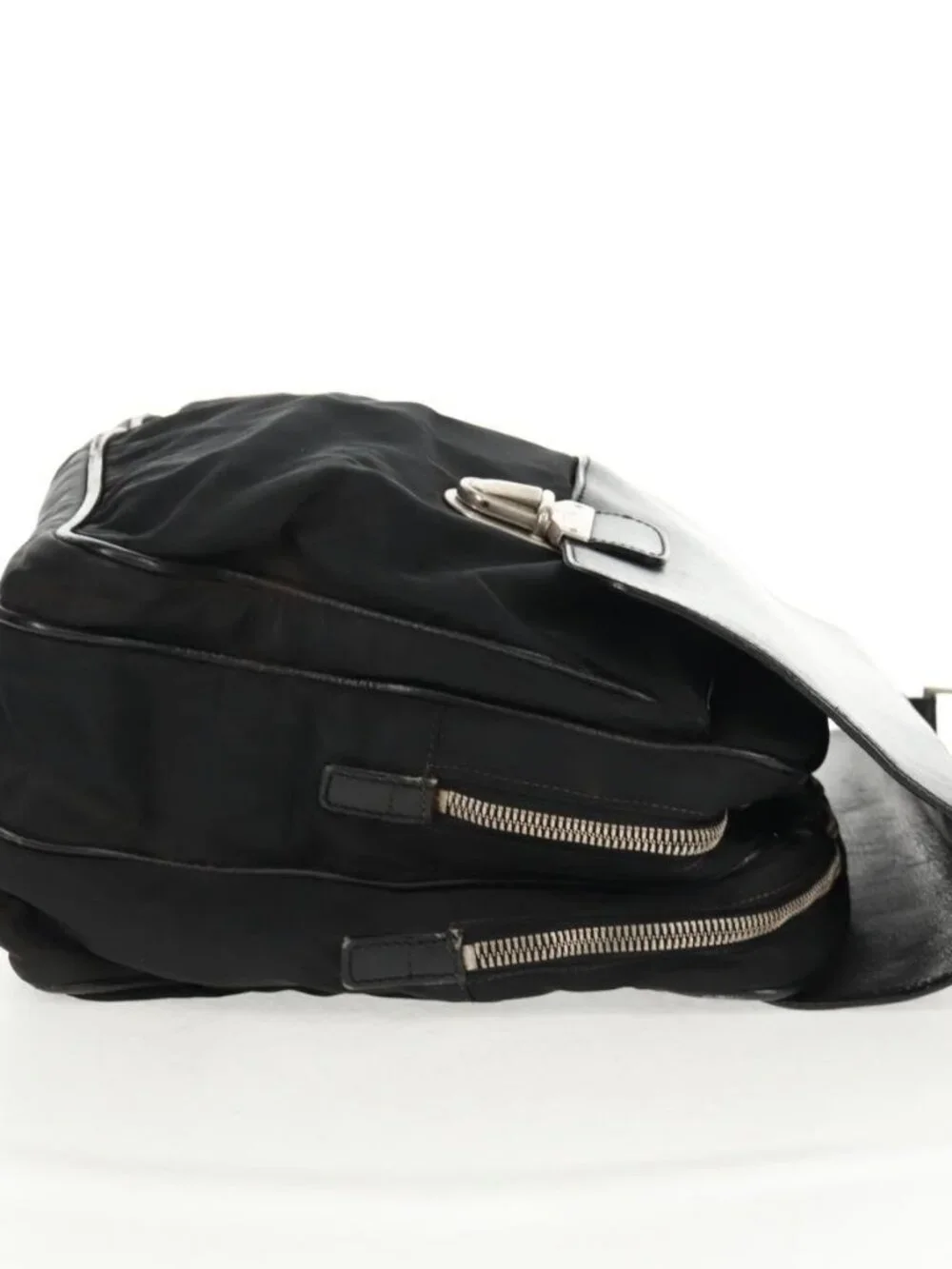 PRADA Hand Bag Nylon Leather Black Silver Auth bs32080 - Picture 5 of 16